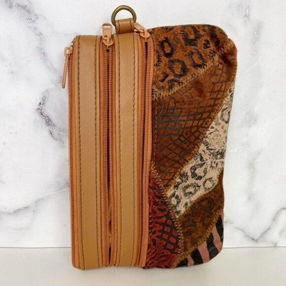 Vintage 80's Animal Print Patchwork Small Zipper Pouch - Picture 3 of 6